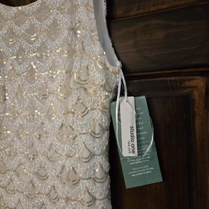 Studio One Gold and White Sequin Dress, Size 8